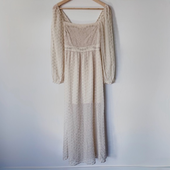 Free People Malina Maxi Dress Cream Lace Boho Babydoll NWT Size Small - Picture 4 of 9